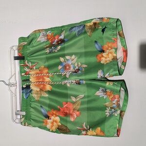 Tommy Bahama green Floral-Orange Mesh Swim Trunks Size L